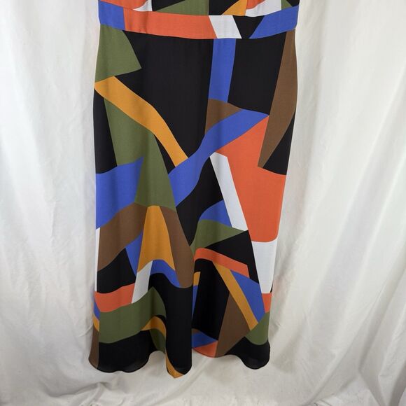 Tahari Arthur S Levine Maxi Dress Women's 8 Black Color Block High Neck Sleevlss - Picture 3 of 13